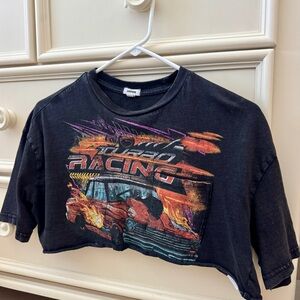 Garage Black Cropped Graphic Top